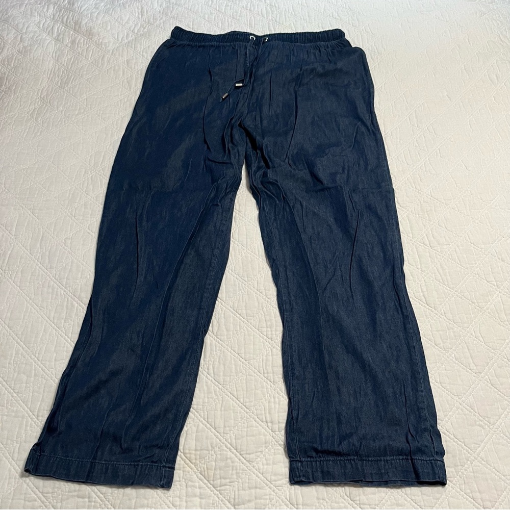 Basic Editions Wide Leg Chambray Drawstring Pants - image 2